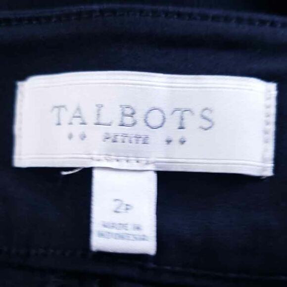 Talbots Straight Leg Black Career Pants 2P Petite Stretch Waist Work Trousers - Picture 5 of 6